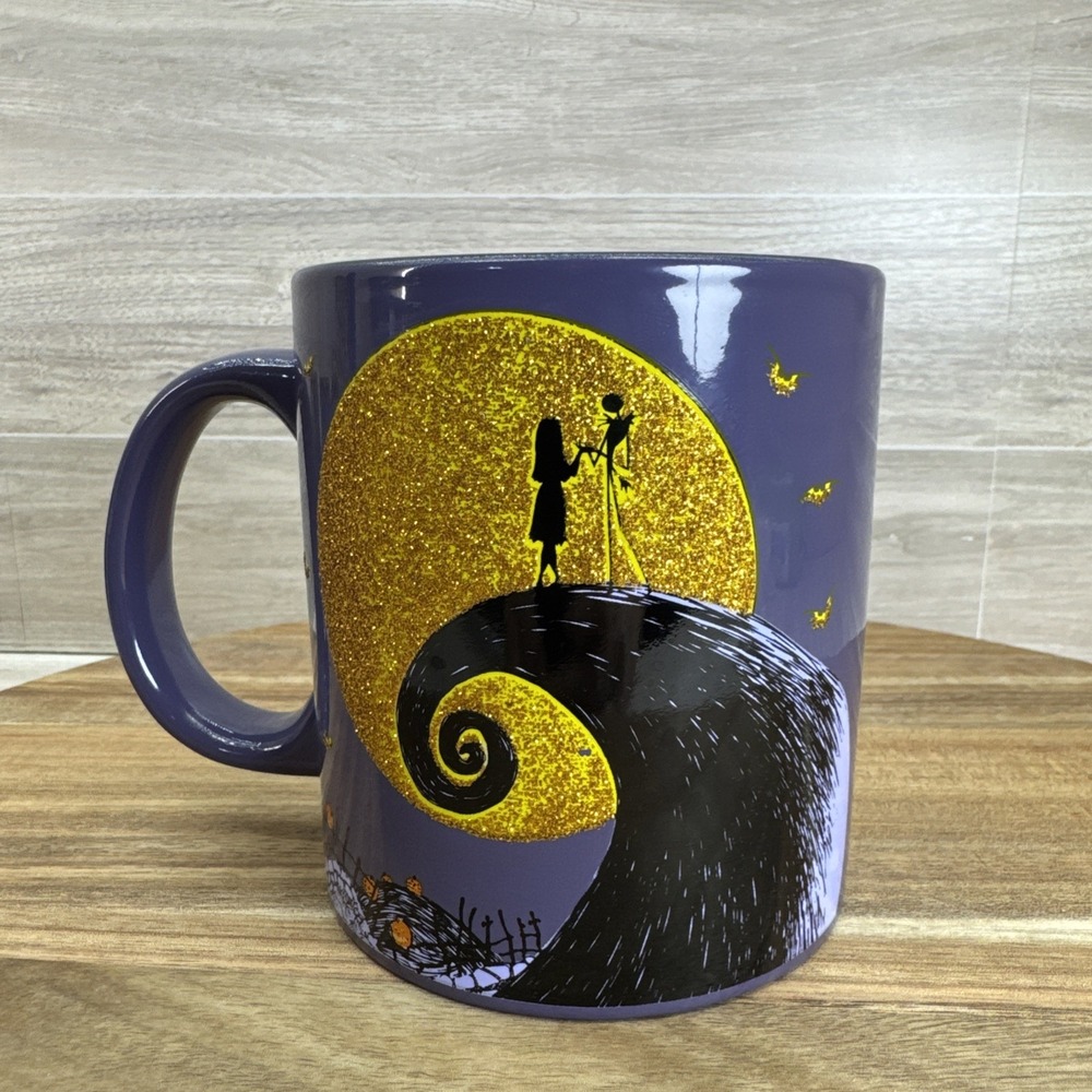 Nightmare Before Christmas Jack Skellington & Sally Cemetery Hill Glitter Mug